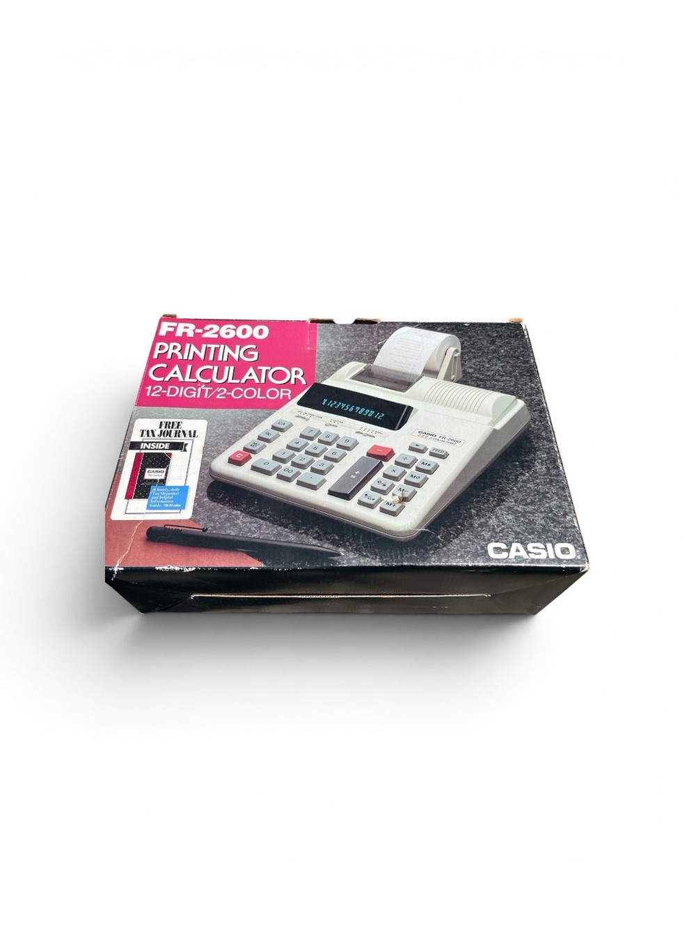 Casio FR-2600 Printing Calculator in White, Gray and Pink Accent